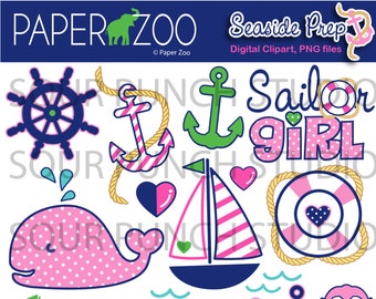 Seaside Prep, Nautical CLIP ART Set by Paper Zoo Printables