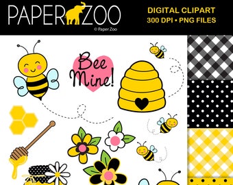 INSTANT DOWNLOAD, Bumble Bee, Honey Bee, Bee Mine Digital Clip Art, Digital Paper,Clipart, Digital Scrapbooking, Personal and Small Commerci