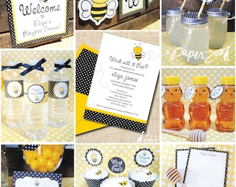 INSTANT DOWNLOAD, What will it Bee? Printable Party Package, You Edit Yourself in Adobe Reader