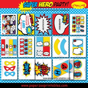 INSTANT DOWNLOAD, Superhero BOY Birthday Printable Party Package, You Edit Yourself in Adobe Reader image 4