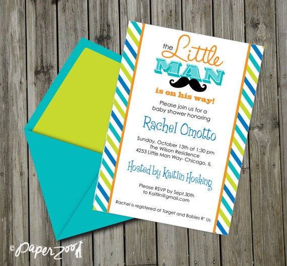 INSTANT DOWNLOAD, Babyshower, Little Man Mustache Bash Printable 5 x 7 Invitation, You Edit Yourself in Adobe Reader Il_570xn