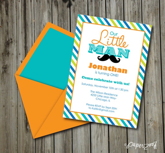 INSTANT DOWNLOAD, Birthday, Little Man Mustache Bash Printable 5 x 7 Invitation, You Edit Yourself in Adobe Reader Il_570xn