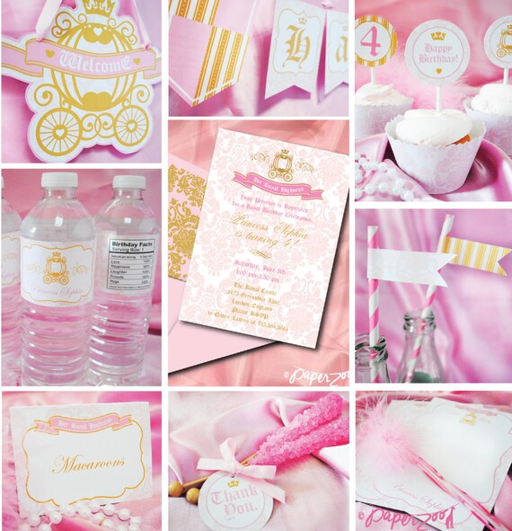 INSTANT DOWNLOAD, Her Royal Highness, Princess Pink, Girl Birthday Printable Party Package, You Edit Yourself in Adobe Reader Il_570xn