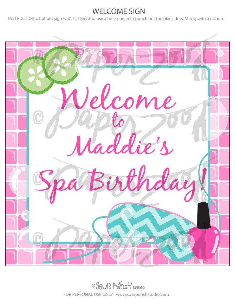 INSTANT DOWNLOAD, Birthday Spa Girl, Pink, Turq, Lime, Printable 5 x 7 Invitation, You Edit Yourself in Adobe Reader image 3