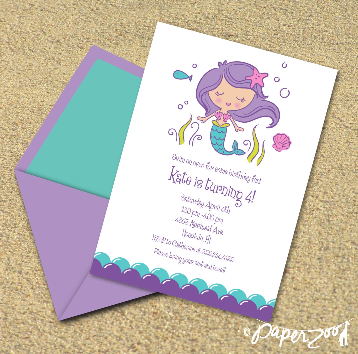 INSTANT DOWNLOAD, Mermaid Birthday Printable Party Package, You Edit ...