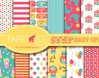 INSTANT DOWNLOAD, Carnival, Circus, Big Top, Digital Scrapbooking Set, Digital Paper Pack, Personal and Small Commercial Use