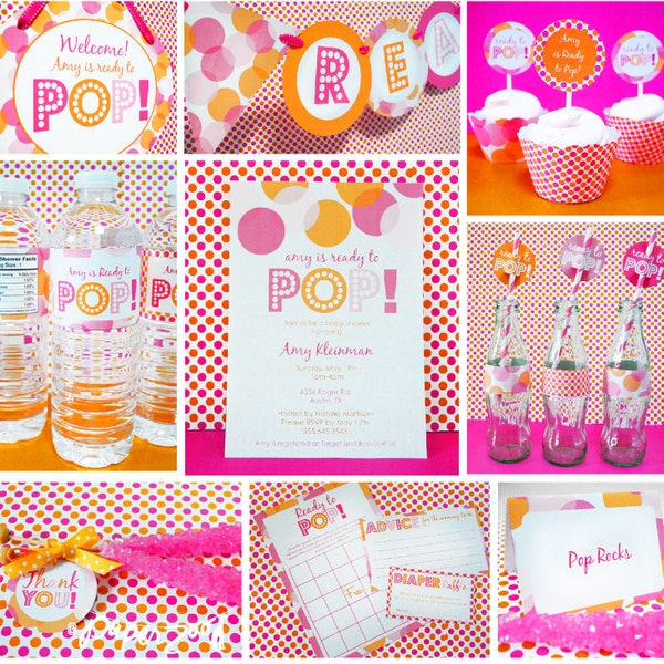 INSTANT DOWNLOAD Ready to Pop Baby Shower Girl, Boy, Neutral, Party Package, You Edit Yourself