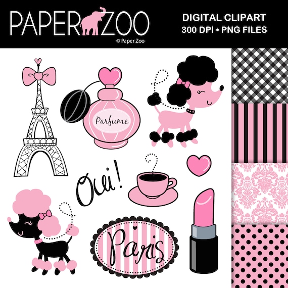 INSTANT DOWNLOAD, Parisian, Paris, Poodle, Digital Clip Art, Clipart, Digital Scrapbooking, Personal and Small Commercial Use Il_570xn