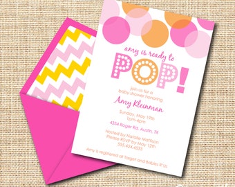 INSTANT DOWNLOAD Ready to Pop Baby Shower Girl, Boy, Neutral, PRINTABLE 5 x 7 Invitation, You Edit Yourself in Adobe Reader