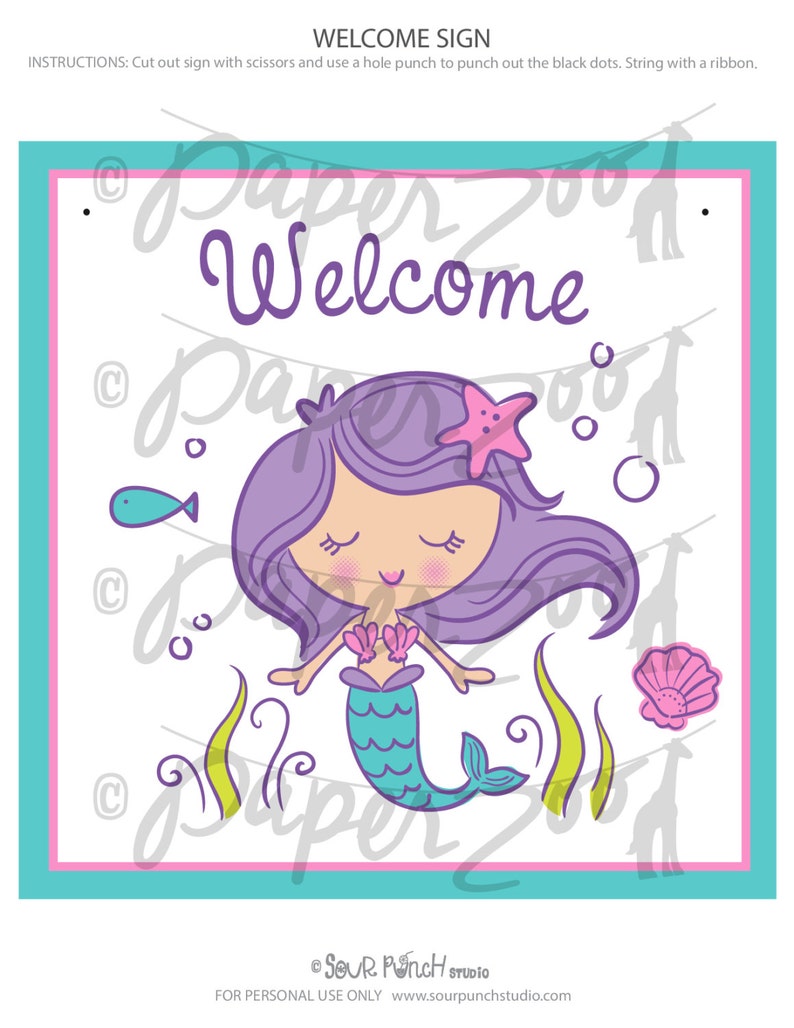 INSTANT DOWNLOAD, Mermaid Birthday Printable Party Package, You Edit ...