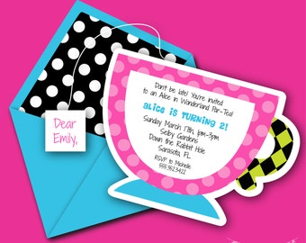 INSTANT DOWNLOAD, Alice in Wonderland, Mad Hatter, Printable 5 x 7 Invitation, You Edit Yourself in Adobe Reader