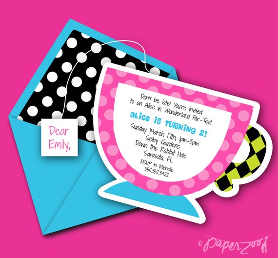 INSTANT DOWNLOAD, Alice in Wonderland, Mad Hatter, Printable 5 x 7 Invitation, You Edit Yourself in Adobe Reader Il_570xn