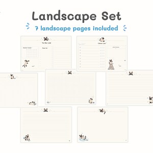 Cute Illustrated Cat Digital Stationery Bundle, A4 Printable Planner Pages PDF, 4 Covers + 14 Note Pages, To Do List, Lined Grid Dotted image 6