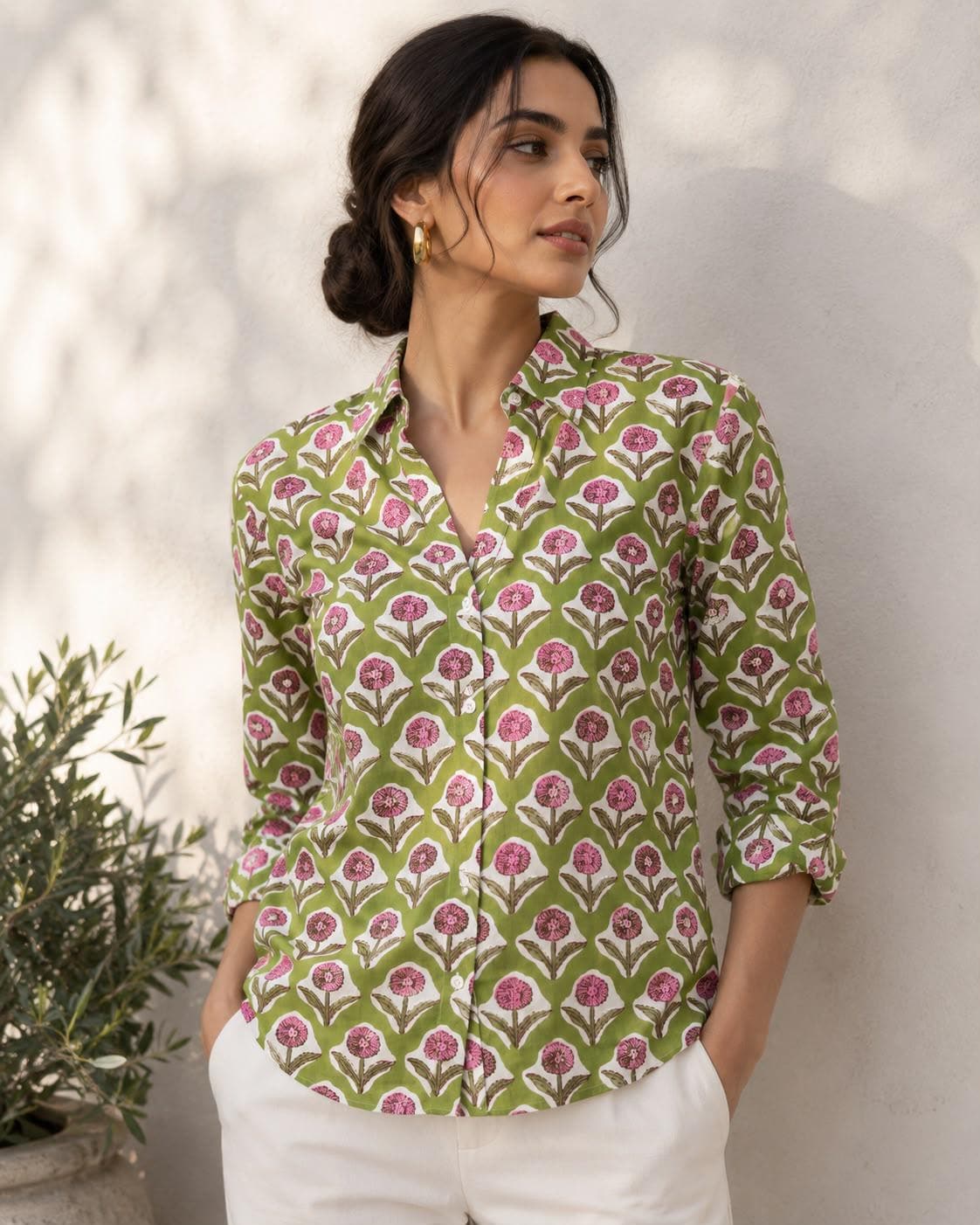トップス INDIA IS BEAUTIFUL BIG COLLAR SHIRTS Indian Button Down Shirt - Etsy