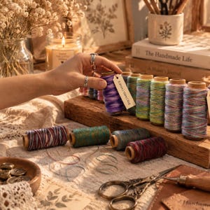 Soft Gradient Waxed Thread – 21 Colors for Sewing, Macrame & Jewelry Crafts
