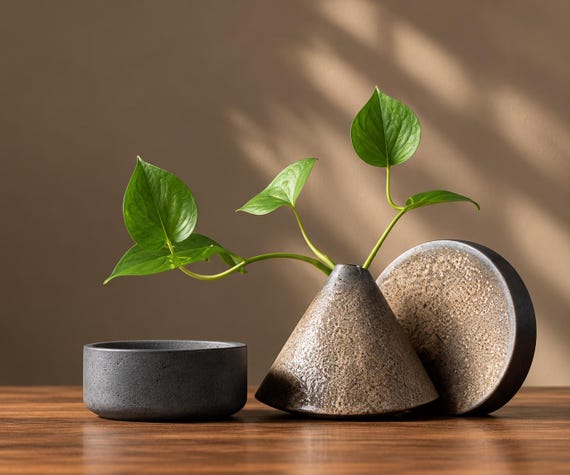 Rustic Ceramic Flower Vase, Wabi Sabi Pottery Ornament, Japanese Zen Ikebana Vase, Retro Tea Ceremony Decor, Minimalist Table Decor