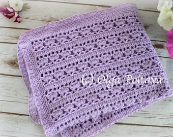 Lilacs in Bloom Baby Blanket Crochet Pattern, Lilac Lacy Baby Afghan Pattern, Easy Crochet Pattern, Adjustable Size, Instant PDF Download