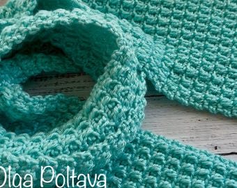 Crochet Pattern, Textured Scarf, One Row Repeat Crochet Pattern and Video Tutorial, Instant PDF Download