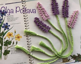 Crochet Pattern + Video Tutorial, Easy Crochet Lavender Bookmark, Instant PDF Download
