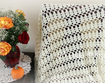 Easy Lace Throw Crochet Pattern, Light Throw, Easy Crochet Pattern by Olga Poltava, Instant PDF Download