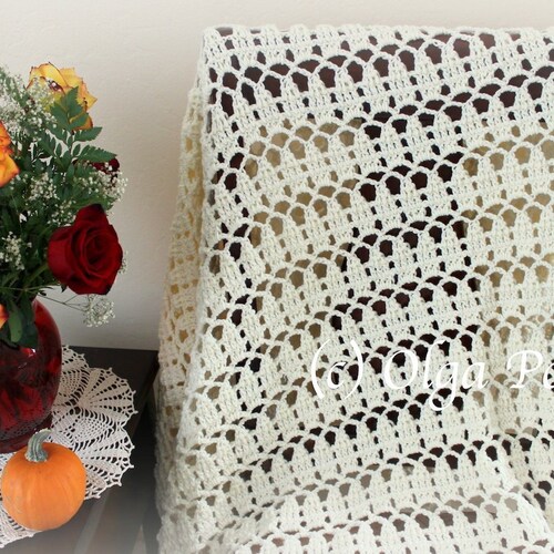 Easy Lace Throw Crochet Pattern Light Throw Easy Crochet Etsy