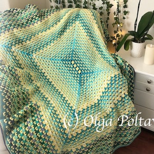 Haakpatroon, gehaakte oma rechthoekige deken, oma steekvariatie Afghaans, Instant pdf-download