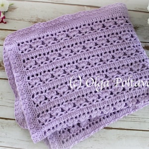 Lilacs in Bloom Baby Blanket Crochet Pattern, Lilac Lacy Baby Afghan Pattern, Easy Crochet Pattern, Adjustable Size, Instant PDF Download