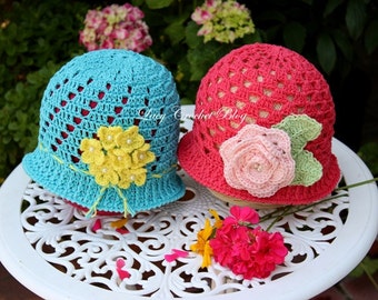 Crochet Pattern, Two Summer Hats, Size 3 to 5 Years Old