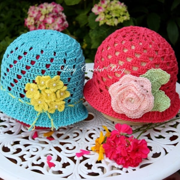 Crochet Pattern, Two Summer Hats, Size 3 to 5 Years Old