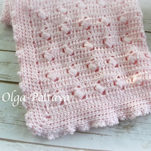 Crochet Pattern, Easy Crochet Baby Blanket, Double Crochets and Puff Stitches, Beginner&#39;s Crochet Pattern, Instant PDF Download