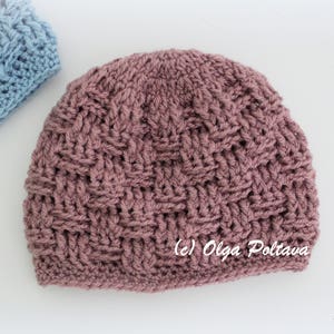 Preemie Baby Hat Crochet Pattern, Premature Baby Beanie, Easy Crochet Pattern, Basketweave Crochet Baby Hat, Instant PDF Download image 3