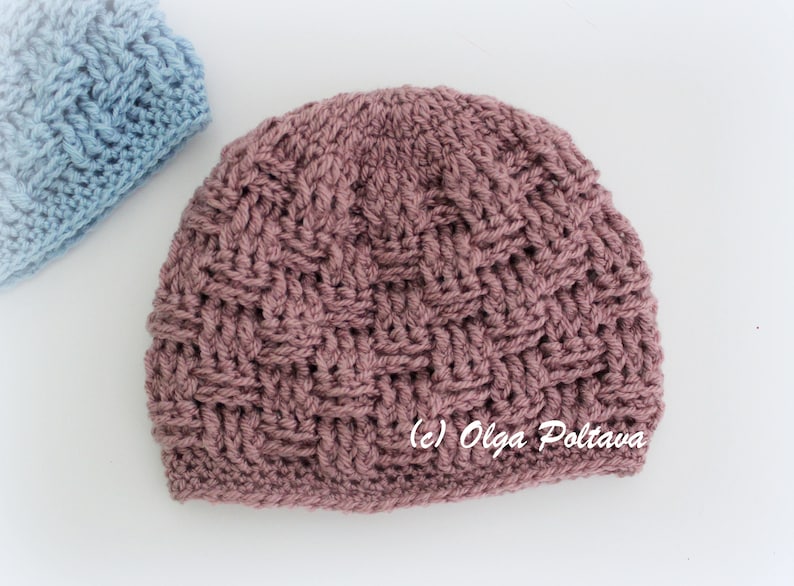 Preemie Baby Hat Crochet Pattern, Premature Baby Beanie, Easy Crochet Pattern, Basketweave Crochet Baby Hat, Instant PDF Download image 3