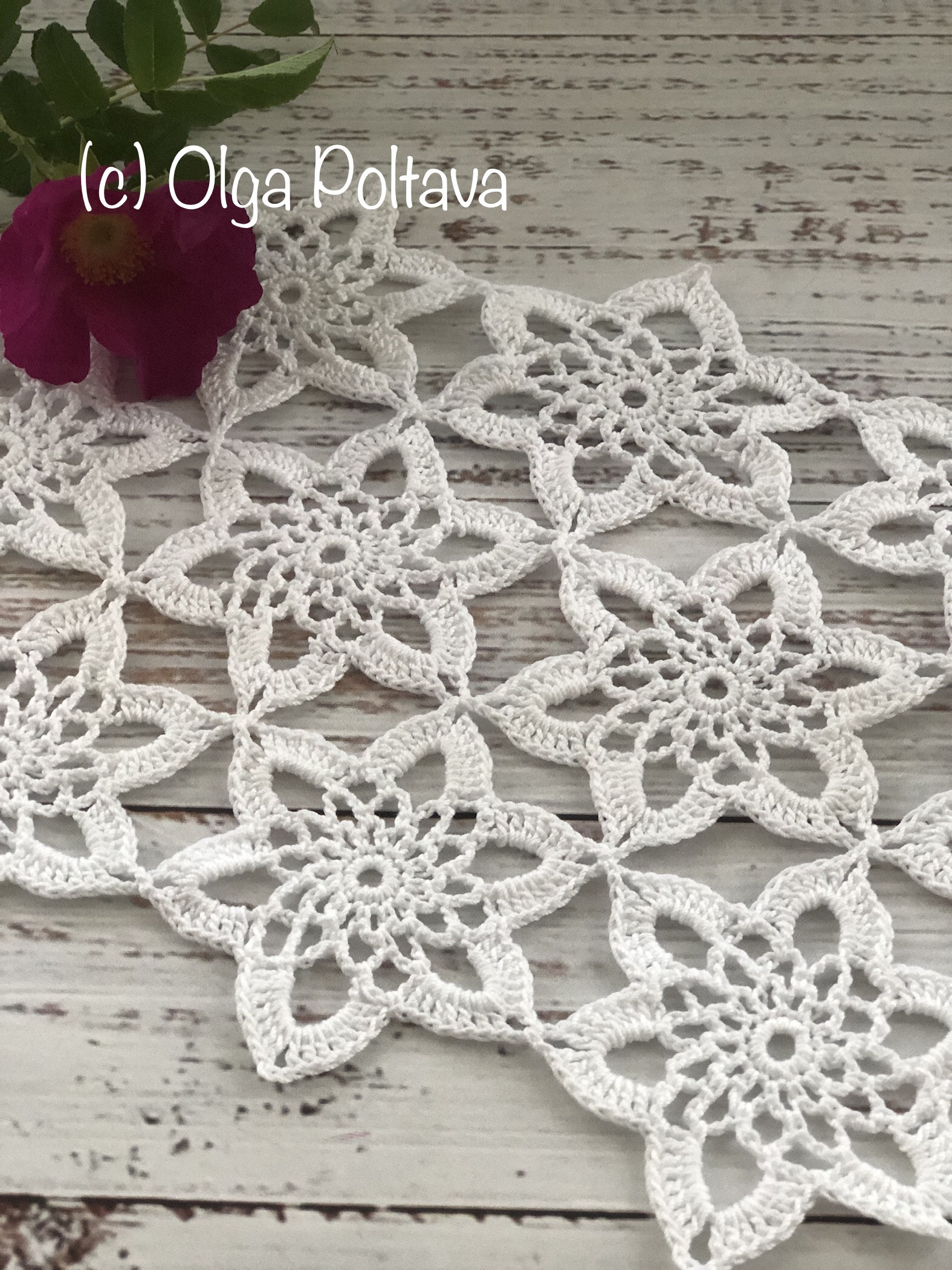 Crochet Symbol Chart. Motif #3. Lacy flower motif