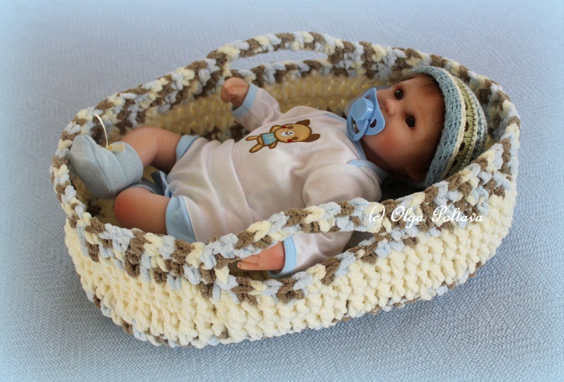 Doll Basket Cradle Doll Moses Basket Easy Crochet Pattern Etsy