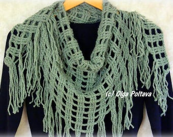 Triangular Scarf Crochet Pattern, Winter Shawl, Crochet Scarf Pattern, Instant PDF Download