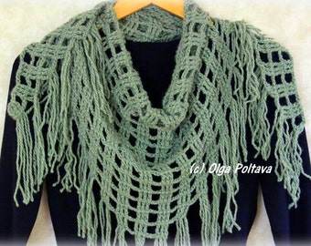 Triangular Scarf Crochet Pattern, Winter Shawl, Crochet Scarf Pattern, Instant PDF Download
