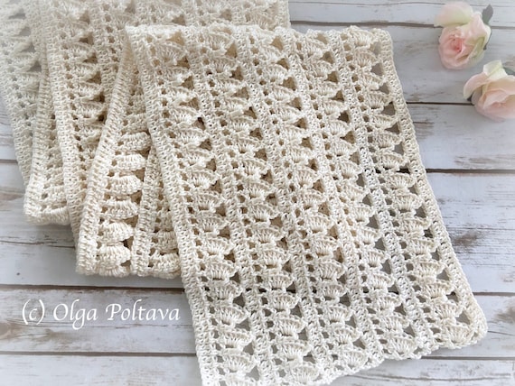 Crochet Pattern, Lacy Summer Scarf with Scallops, Lacy Scarf Easy Pattern  by Olga Poltava, Instant PDF Download