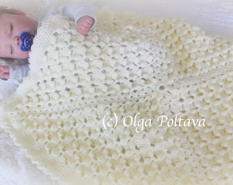 Crochet Pattern, Honeycomb Square Baby Blanket Crochet Pattern, Baby Afghan Written Crochet Pattern by Olga Poltava, Instant PDF Download