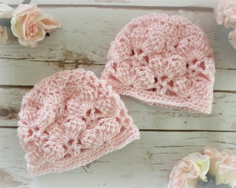 Pink Marshmallows Baby Beanie Hat, Crochet Pattern, Size 0-3 Months, Easy Crochet Pattern, Instant PDF Download