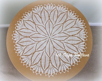 Spring Leaves Crochet Doily Pattern, 17 Inches Doily, Crochet Table Topper with Leaves Design, Written Crochet Pattern, Instant PDF Download