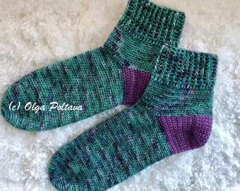 Crochet Pattern, Basic Crochet Socks, Perfect Fit, Shoe Size 7-8, Crochet Pattern by Olga Poltava, Instant PDF Download