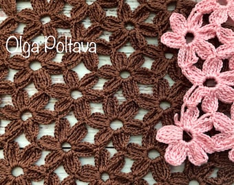 Crochet Pattern, Flowers Crochet Stitch for Tablecloth, Table Runner, Summer Top, Scarf, or Shawl, Instant PDF Download