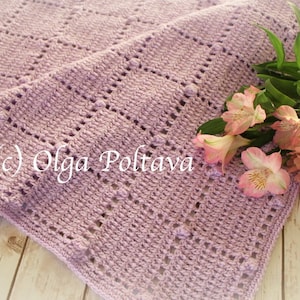 Crochet Pattern, Blocks and Popcorns Baby Blanket Crochet Pattern, Easy Beginner&#39;s Pattern by Olga Poltava, Instant PDF Download