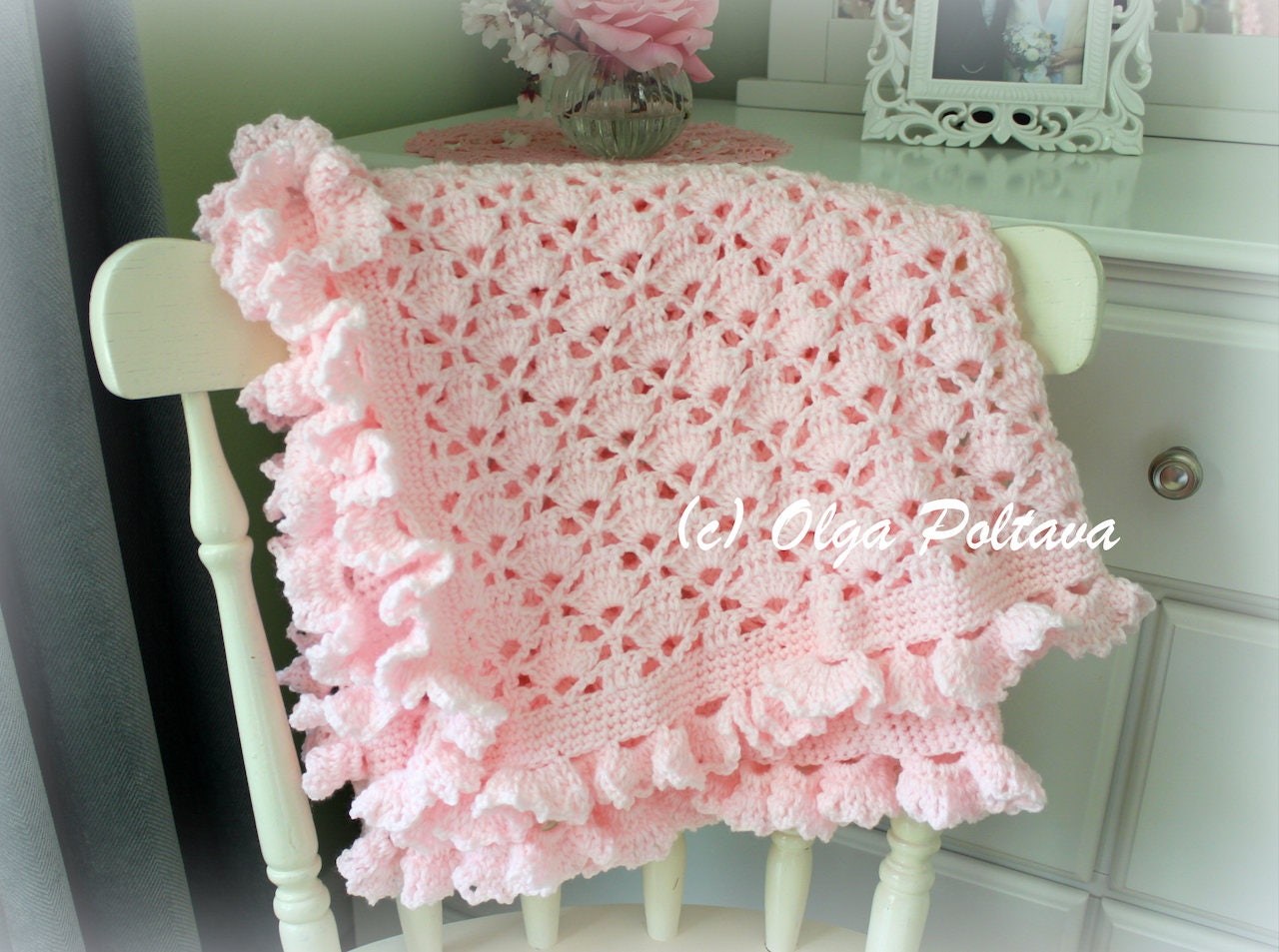 Lace Cupcakes Baby Blanket With Ruffled Trim Crochet Pattern Etsy