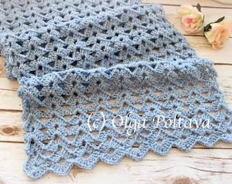 Crochet Pattern, Easy Shells Crochet Scarf, Lacy Scarf Shawl Wrap, Very Easy Crochet Pattern, Instant PDF Download