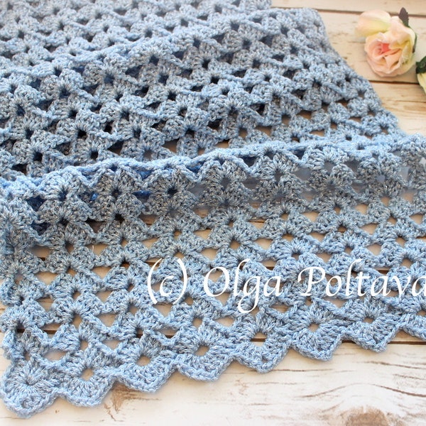 Crochet Pattern, Easy Shells Crochet Scarf, Lacy Scarf Shawl Wrap, Very Easy Crochet Pattern, Instant PDF Download