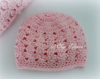 Pink Clusters Baby Hat Crochet Pattern, Baby Beanie, Size 0-3 Months, Easy Crochet Pattern