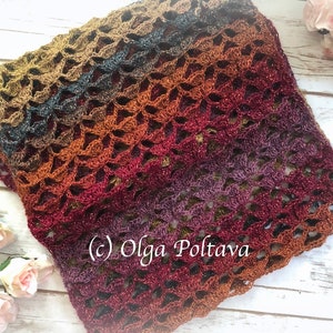 Crochet Pattern, Lace Scarf #57, Crochet Wrap, Crochet Shawl, Super Fine Yarn, Easy Crochet Pattern, Instant PDF Download