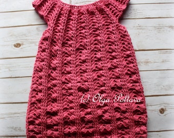 Crochet Girls Dress Pattern, Size 5-6 Years Old, Easy Crochet Pattern