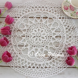 Crochet Doily Pattern, Valentina Doily, Crochet Lace Round Doily 17 Inches Across, Easy Written Crochet Pattern, Instant PDF Download